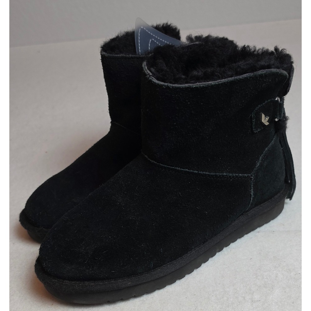 Koolaburra by UGG Victoria Short Black Suede Tassel Bow Boots 1096412 Womens 7